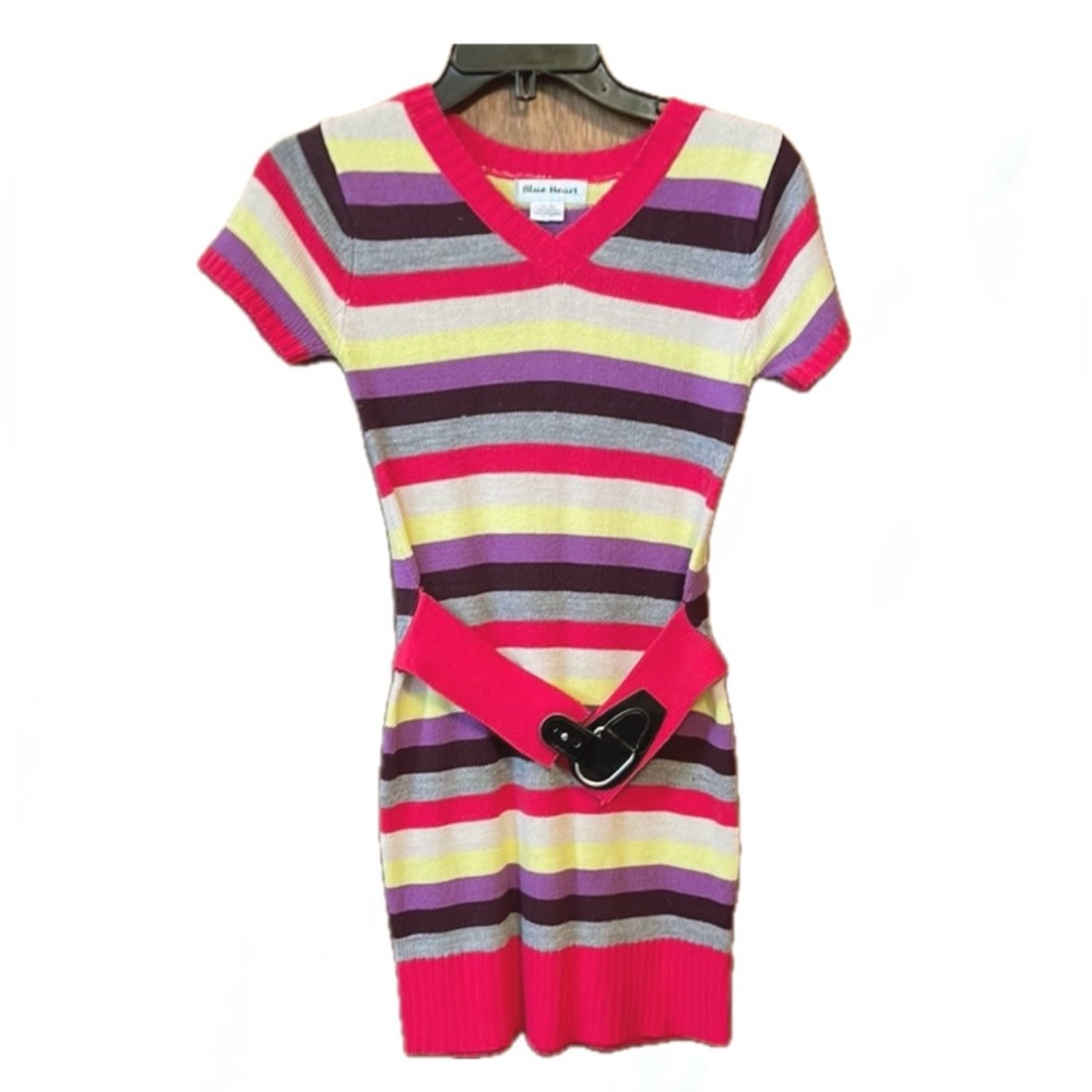 Striped Knit Dress with Belt